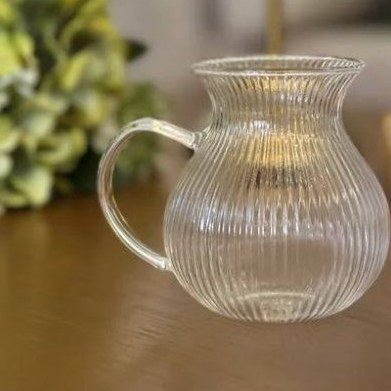 استکان خمره‌ای پیرکس طرح راه‌راه | ۲۰۰ میل، آنتی‌شوک، بسته ۶ عددی