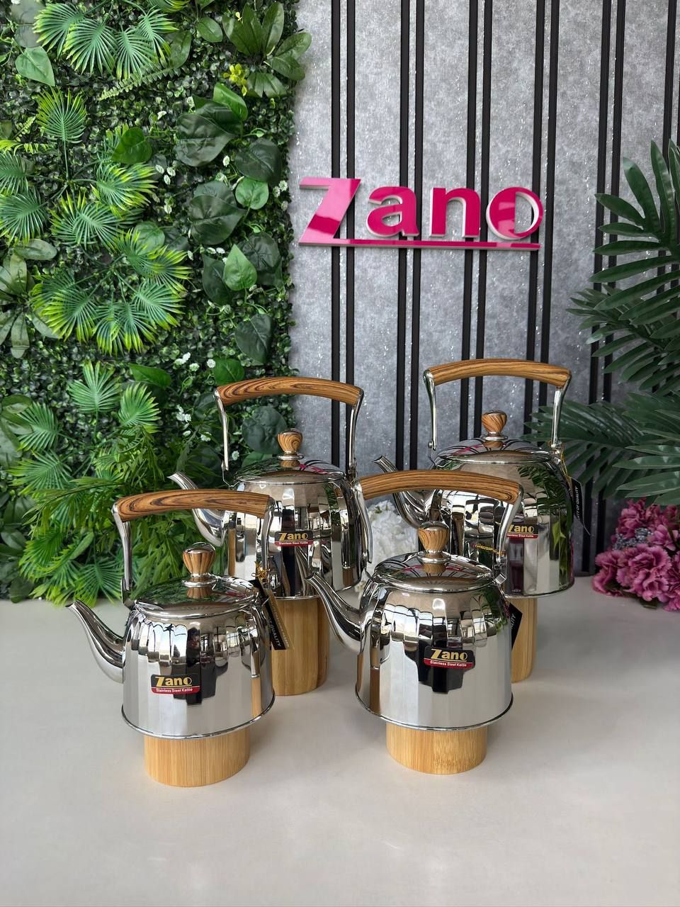 کتری استیل کف چدن زانو (ZANO) | دسته طرح چوب | ۲ طرح و ۴ سایز کاربردی